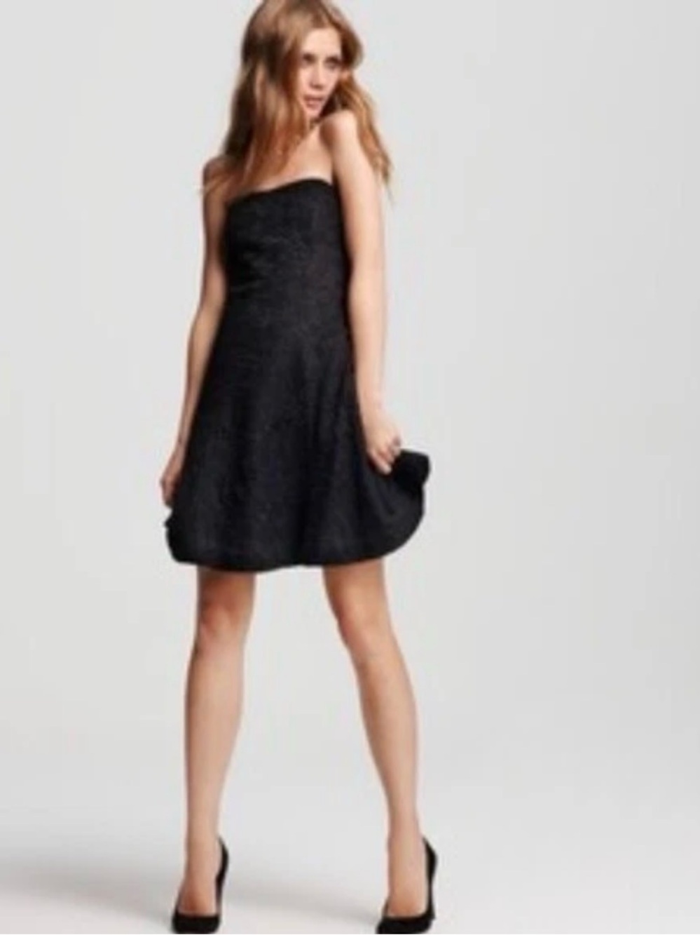 Lilly Pulitzer VICKI Black Eyelet Lace Strapless Dress Size 4